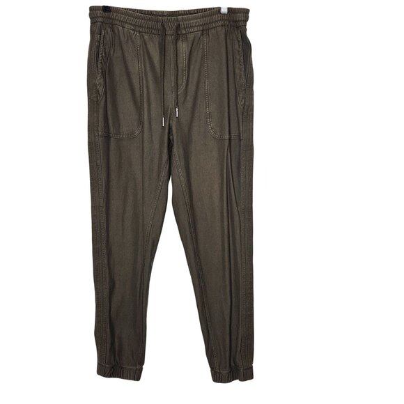 Athleta Womens M Olive Green Farallon Jogger Pants Cotton Pockets‎ Elastic Waist - Picture 1 of 9